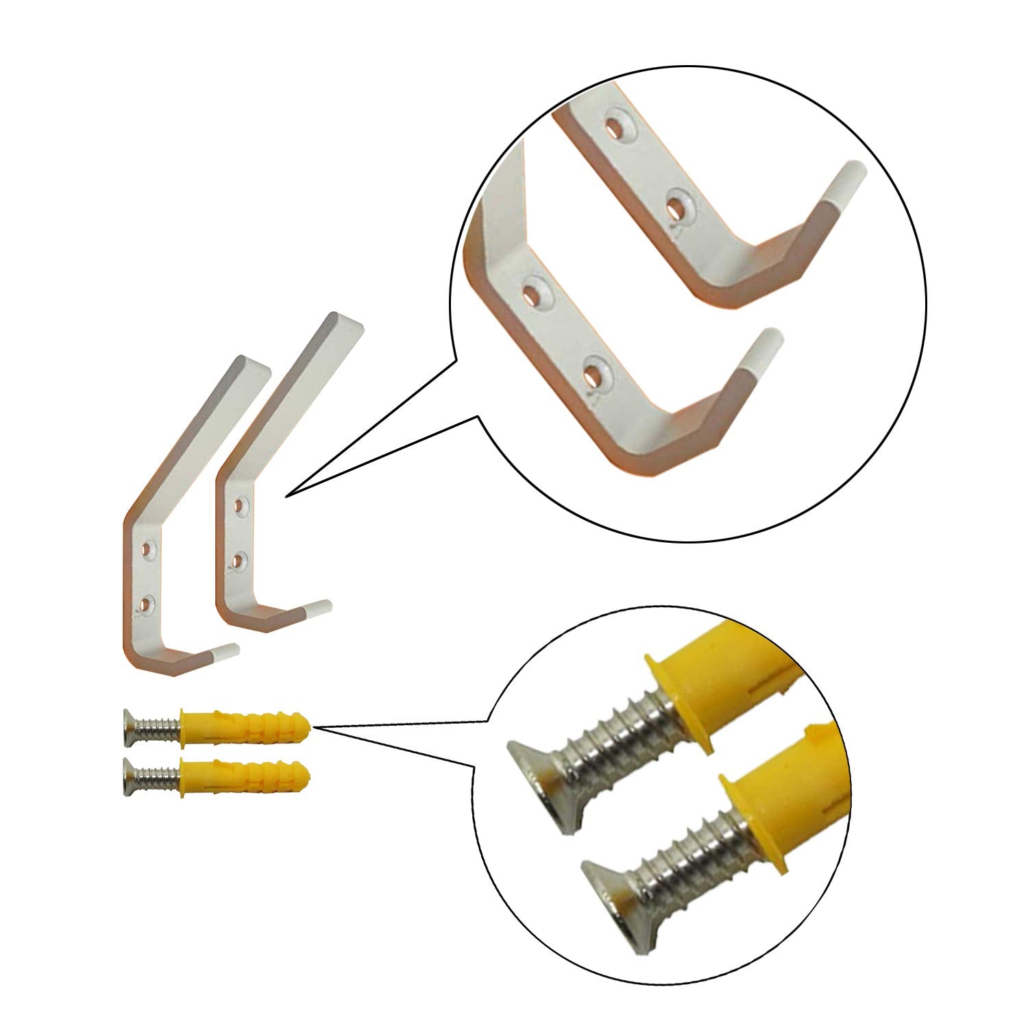 Deloky 4 Pack Motorcycle Helmet Holder Hook -Jacket Bags Wall Mount Cloth Display Rack Hook With Mounting Screws (4Pcs Hook+ 8Pcs Screws)